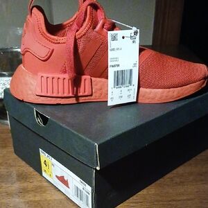 Adidas Red Sneakers with Boost Cushioning and Knit Upper